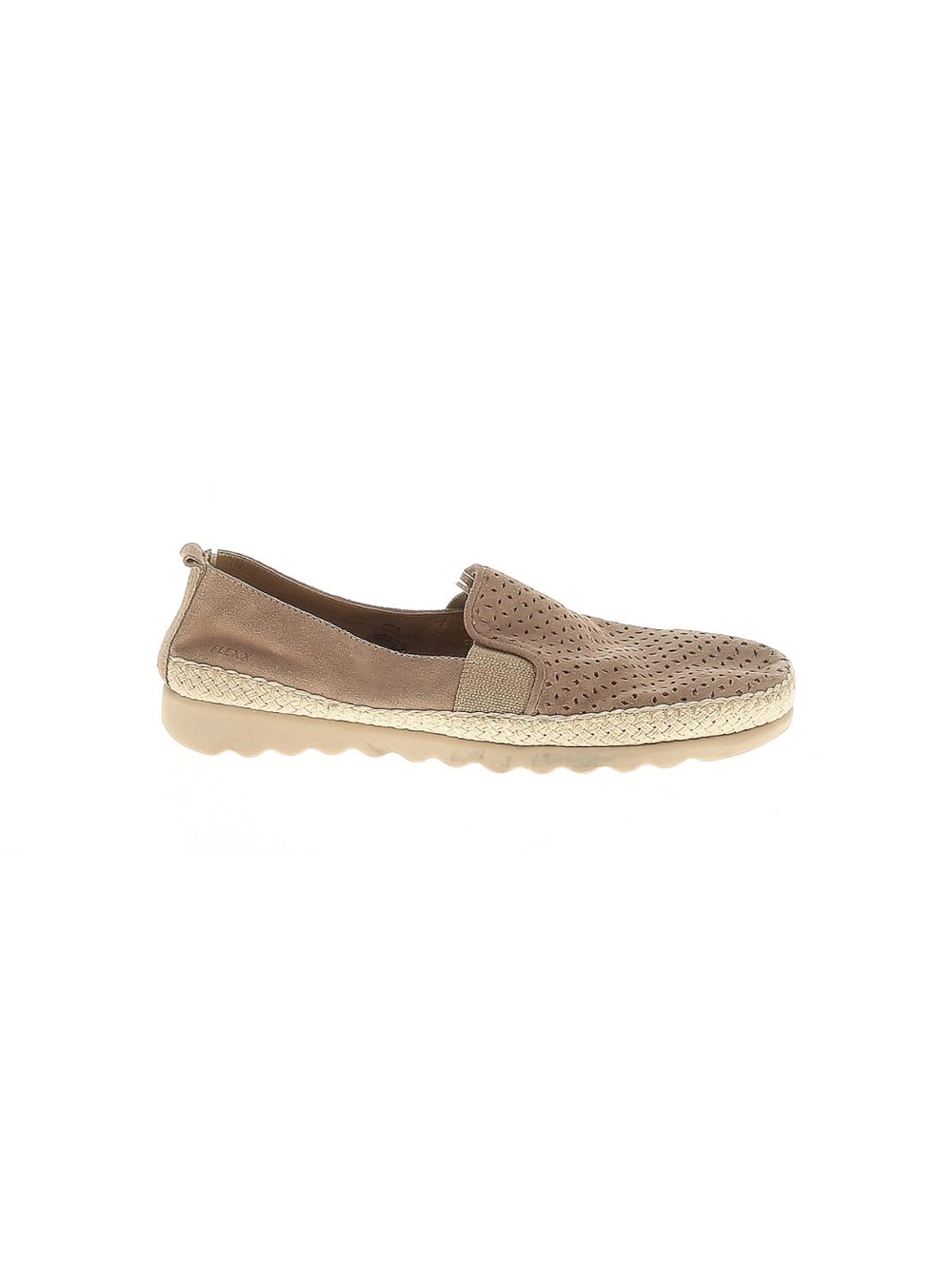 The Flexx Tan Suede Perforated Espadrille Slip-On Flats Sz 9
